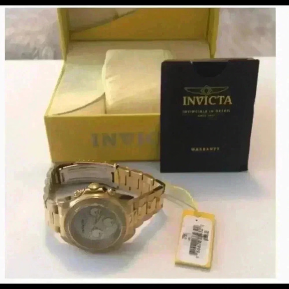 NWT DIAMOND INVICTA RESERVE SPEEDWAY GOLD WATCH  - Picture 2 of 5